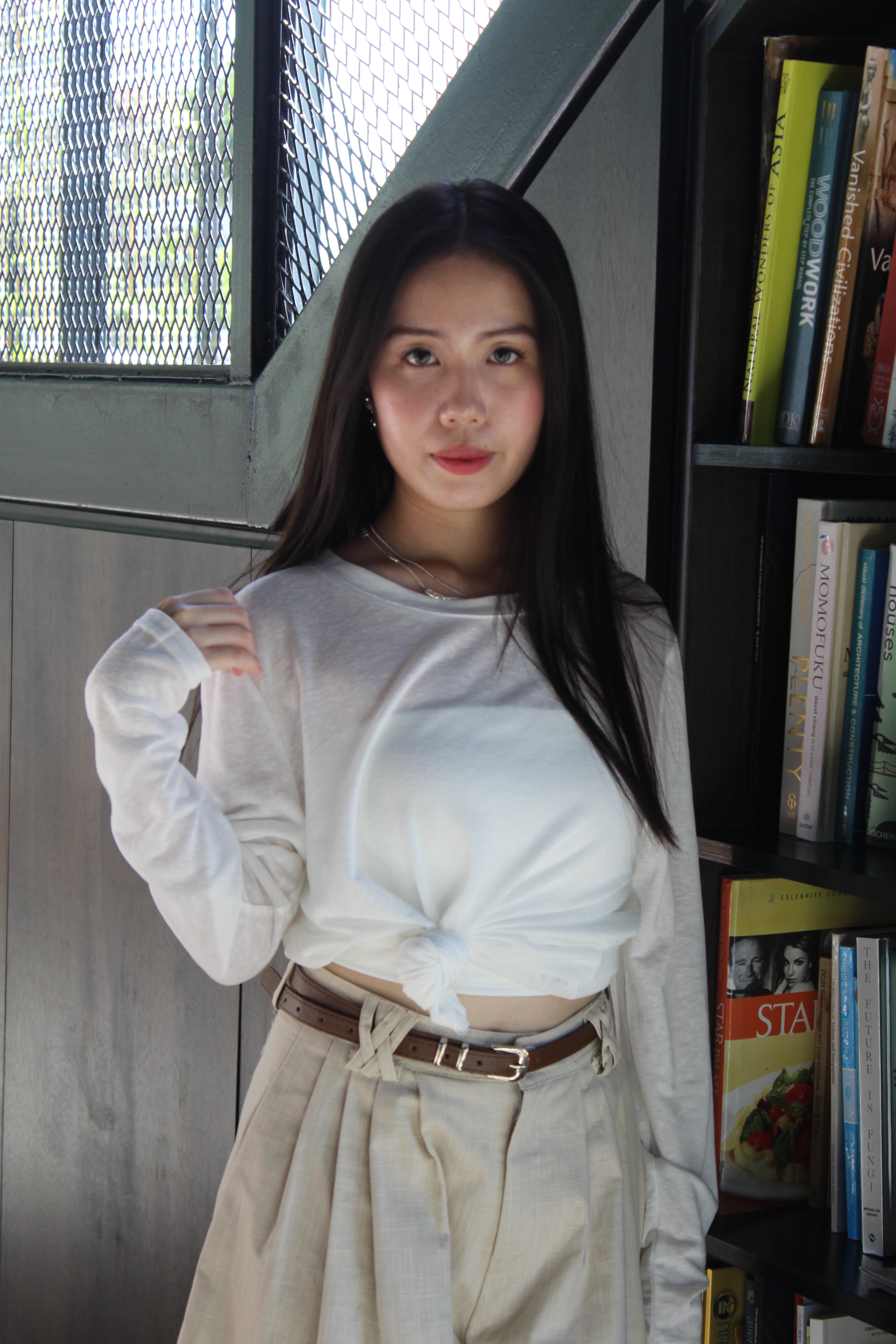 Onyx Semi-Sheer Long Sleeve Top (White)
