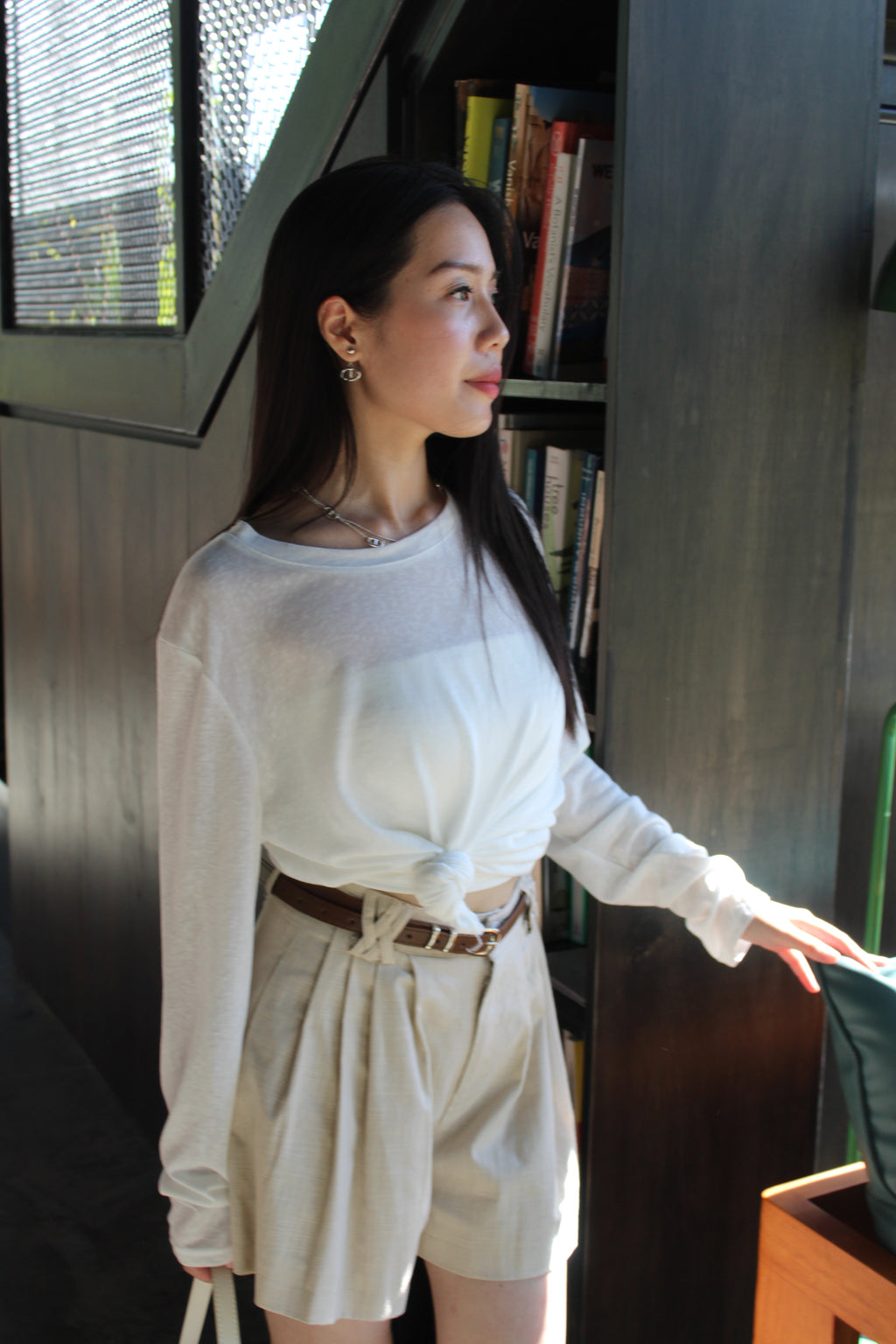 Onyx Semi-Sheer Long Sleeve Top (White)