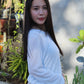 Onyx Semi-Sheer Long Sleeve Top (White)
