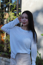 Onyx Semi-Sheer Long Sleeve Top (White)