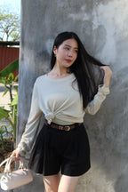 Onyx Semi-Sheer Long Sleeve Top (White)