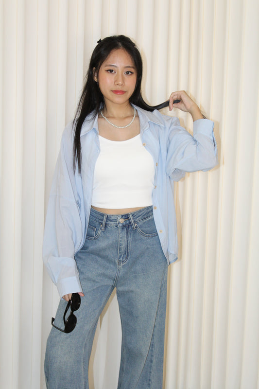 Sora Button Up Top (Blue)