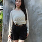 Onyx Semi-Sheer Long Sleeve Top (White)