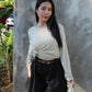 Onyx Semi-Sheer Long Sleeve Top (White)