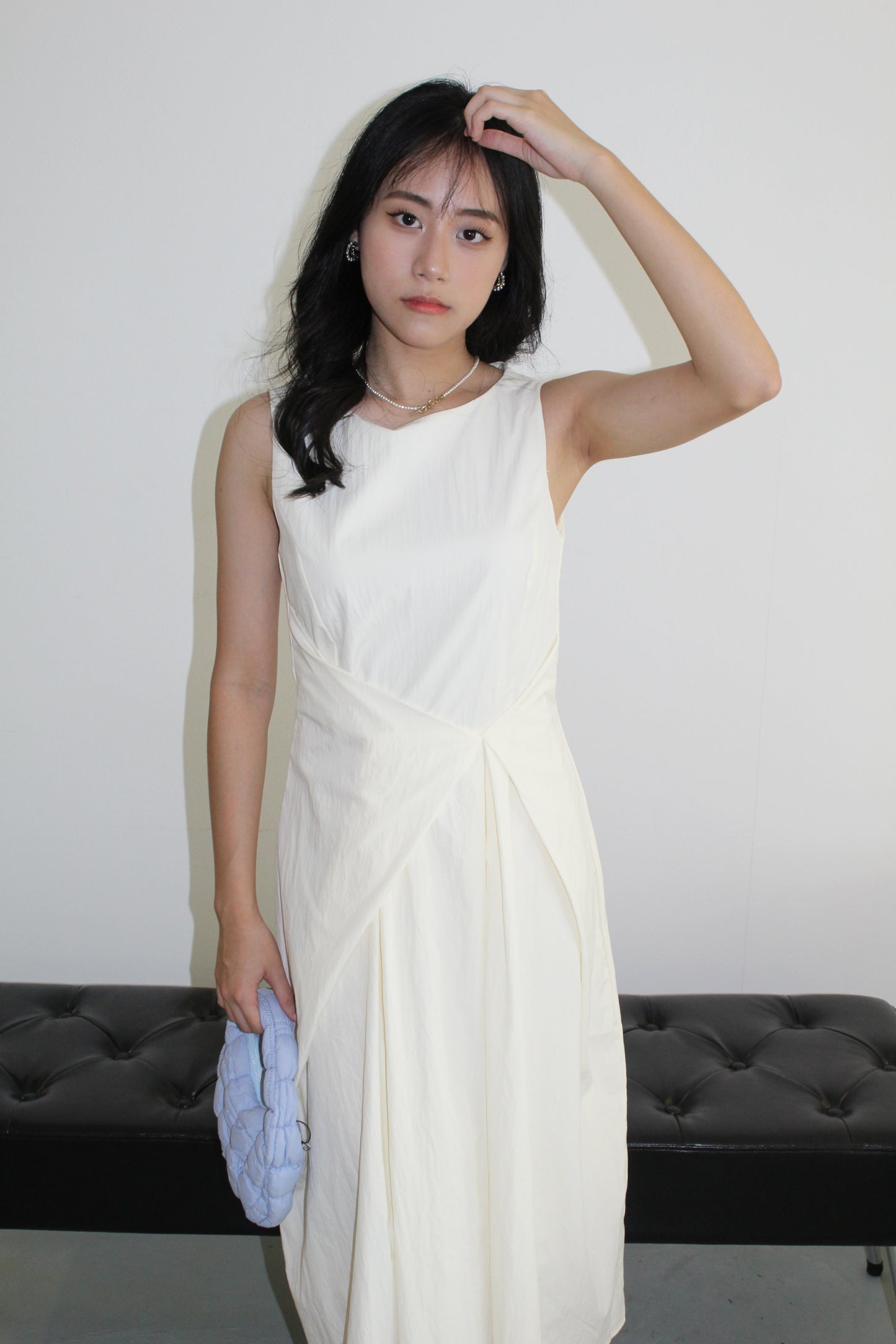 Zelda Ruched Midi Dress (Cream)