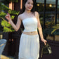Camryn Polka Dot Midi Skirt (White)