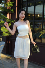 Camryn Polka Dot Midi Skirt (White)