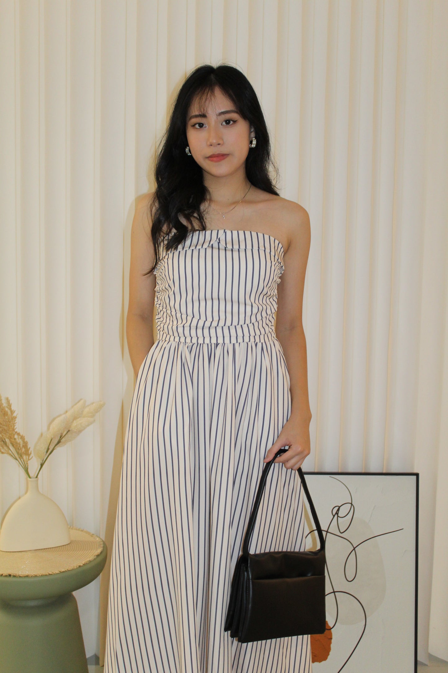 Fenny Stripes Midaxi Tube Dress (Blue)