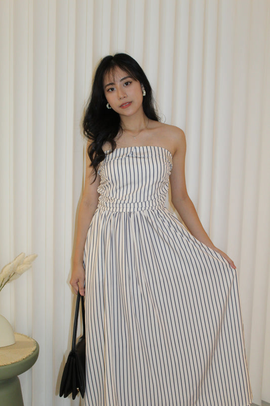 Fenny Stripes Midaxi Tube Dress (Blue)