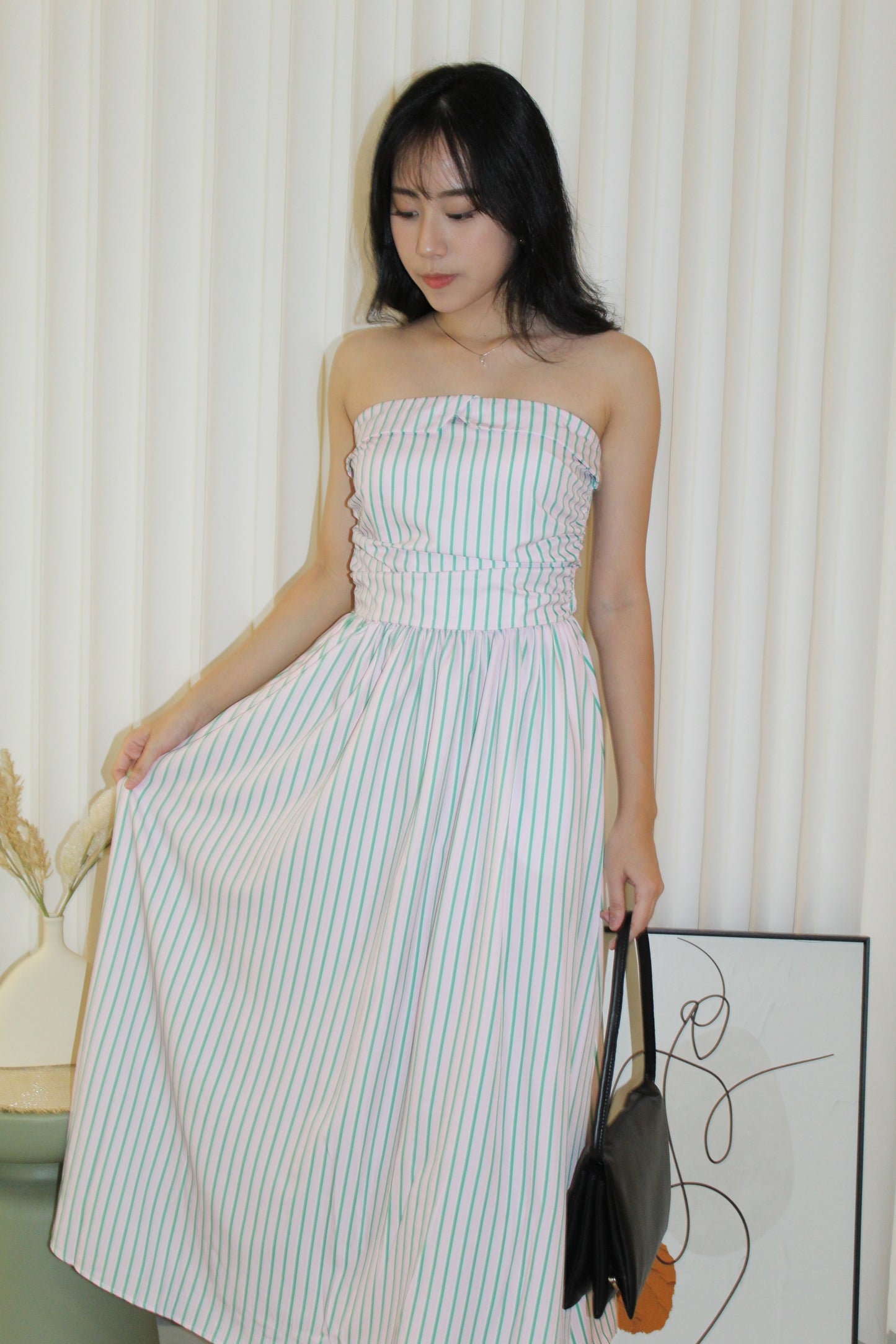 Fenny Stripes Midaxi Tube Dress (Blue)