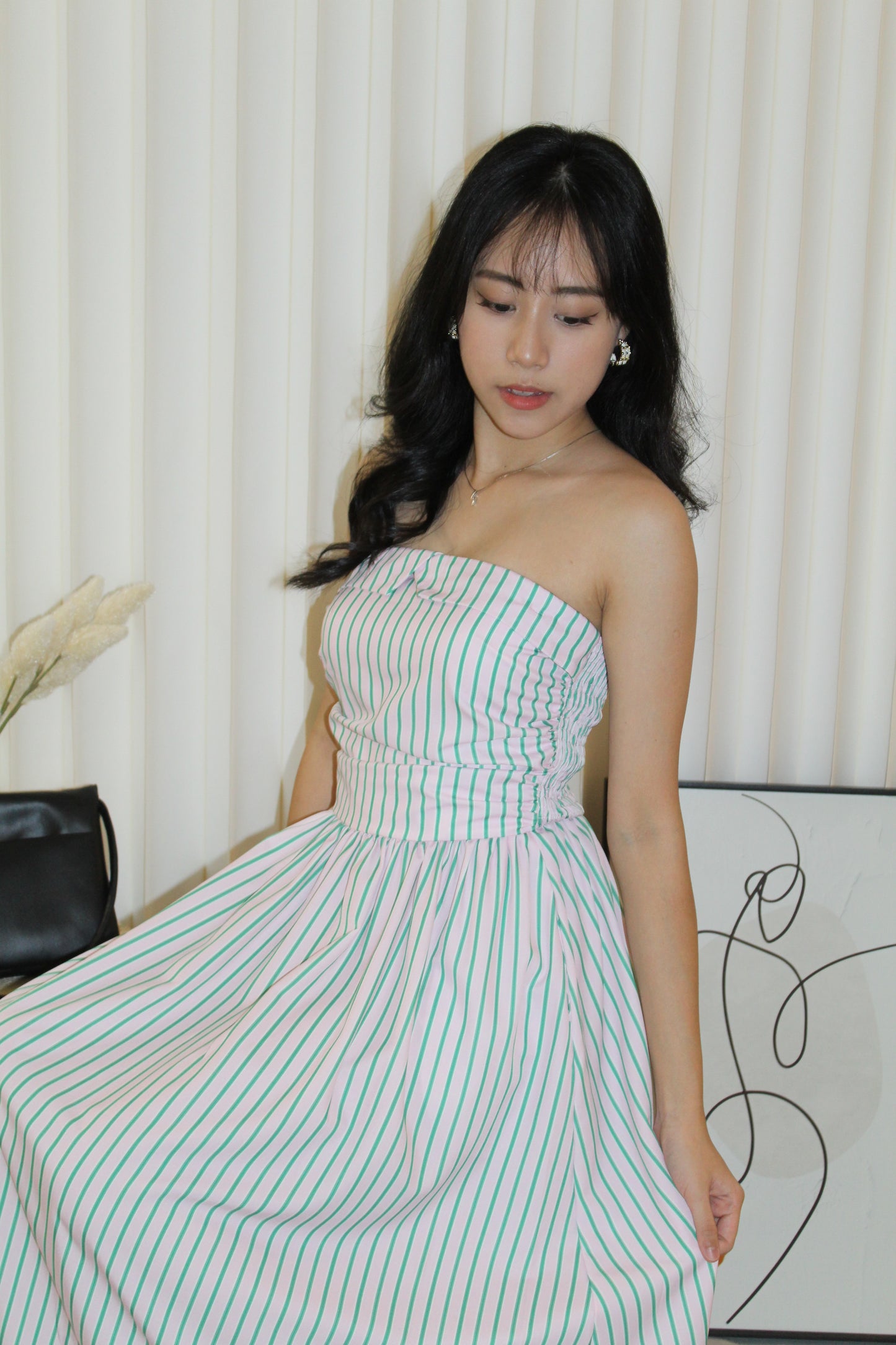 Fenny Stripes Midaxi Tube Dress (Blue)