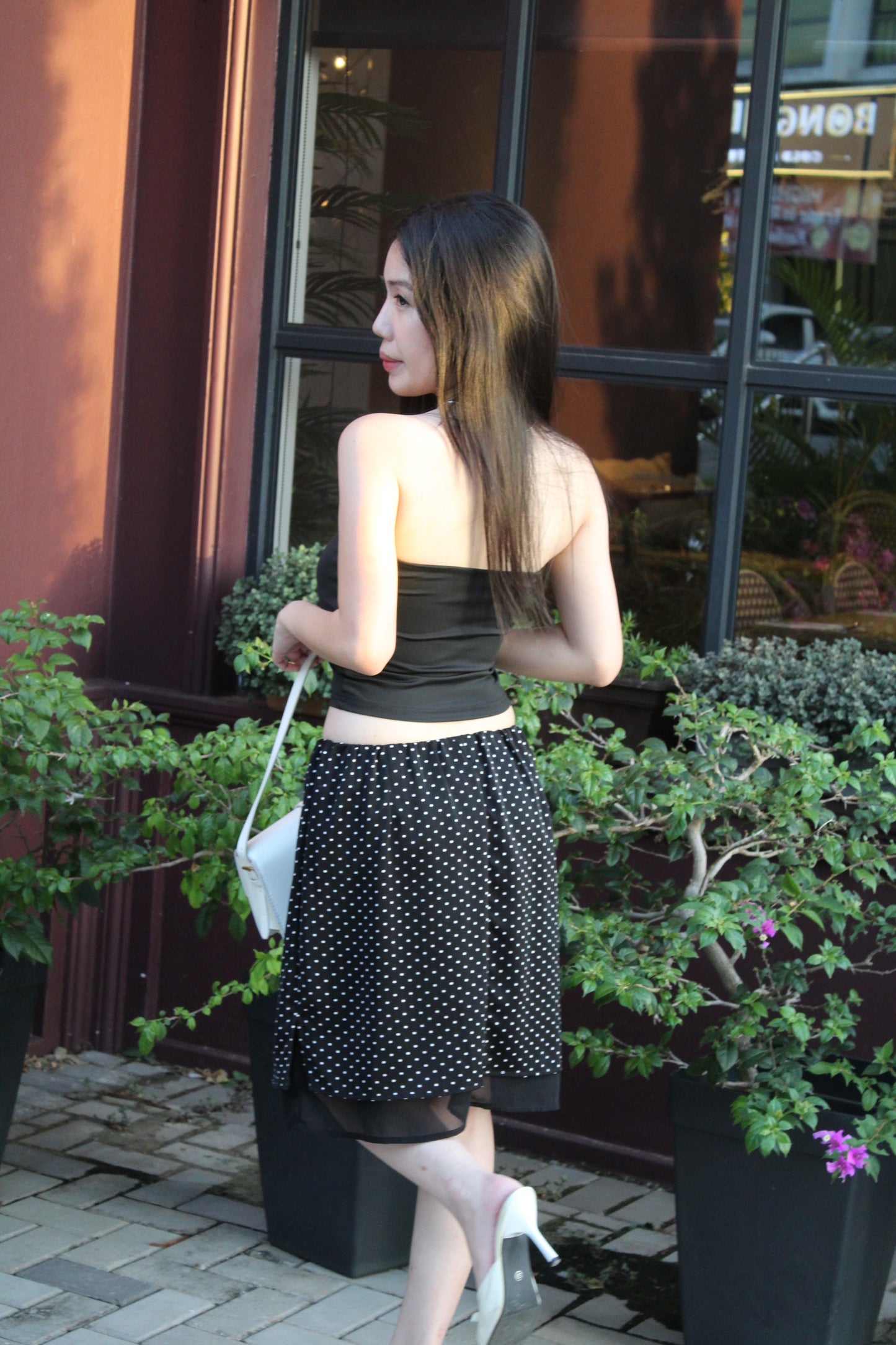 Camryn Polka Dot Midi Skirt (White)
