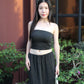 Camryn Polka Dot Midi Skirt (Black)