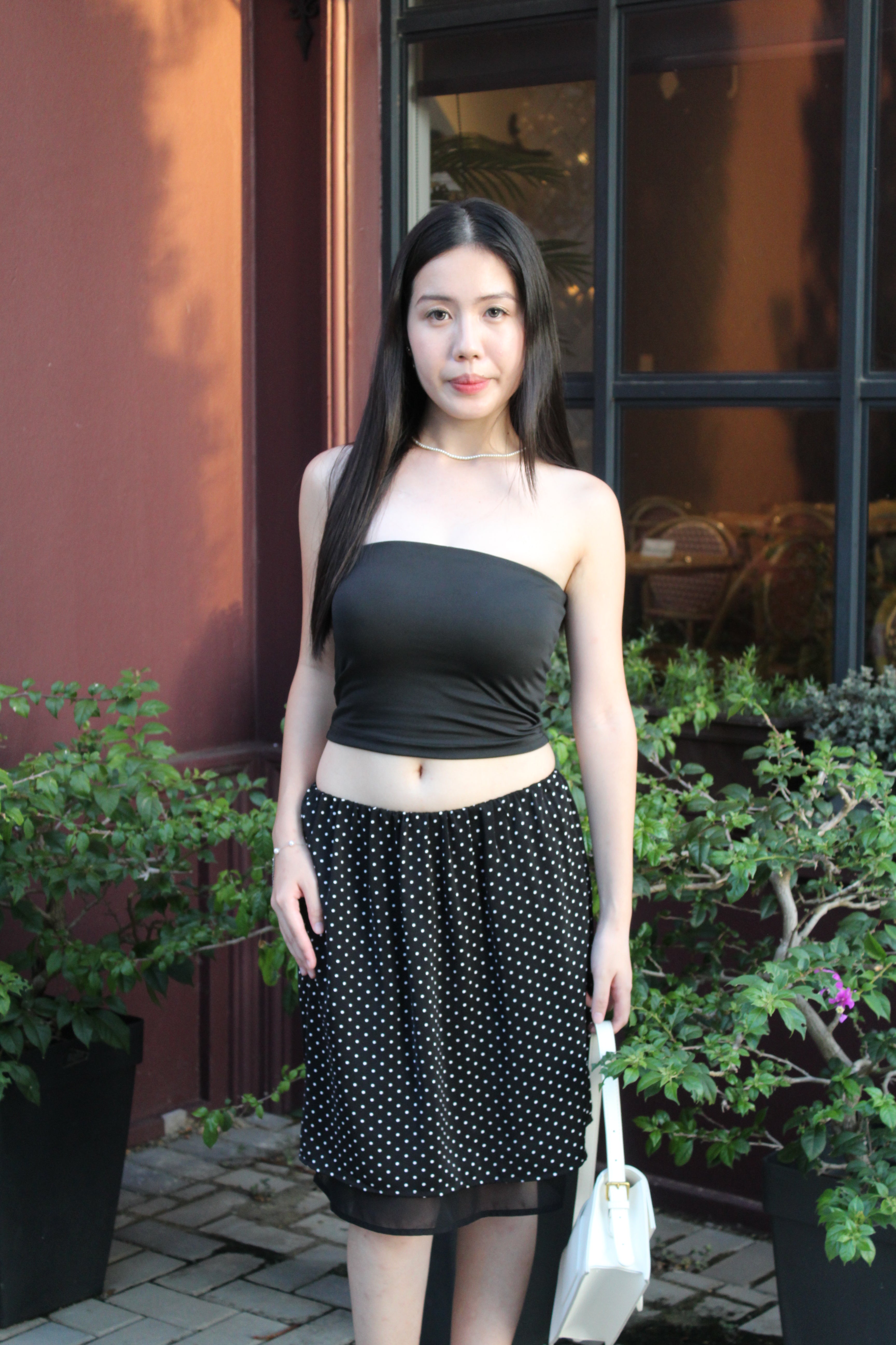 Camryn Polka Dot Midi Skirt (Black)