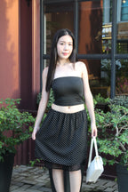 Camryn Polka Dot Midi Skirt (White)