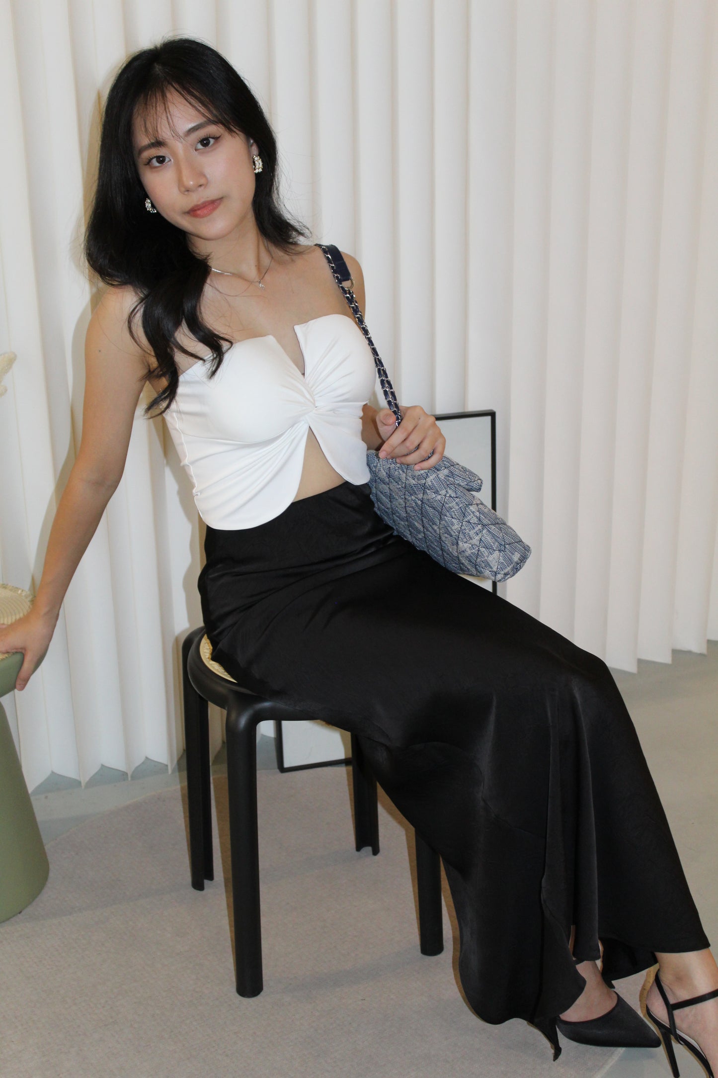 Scarlett Satin Maxi Skirt (Black)