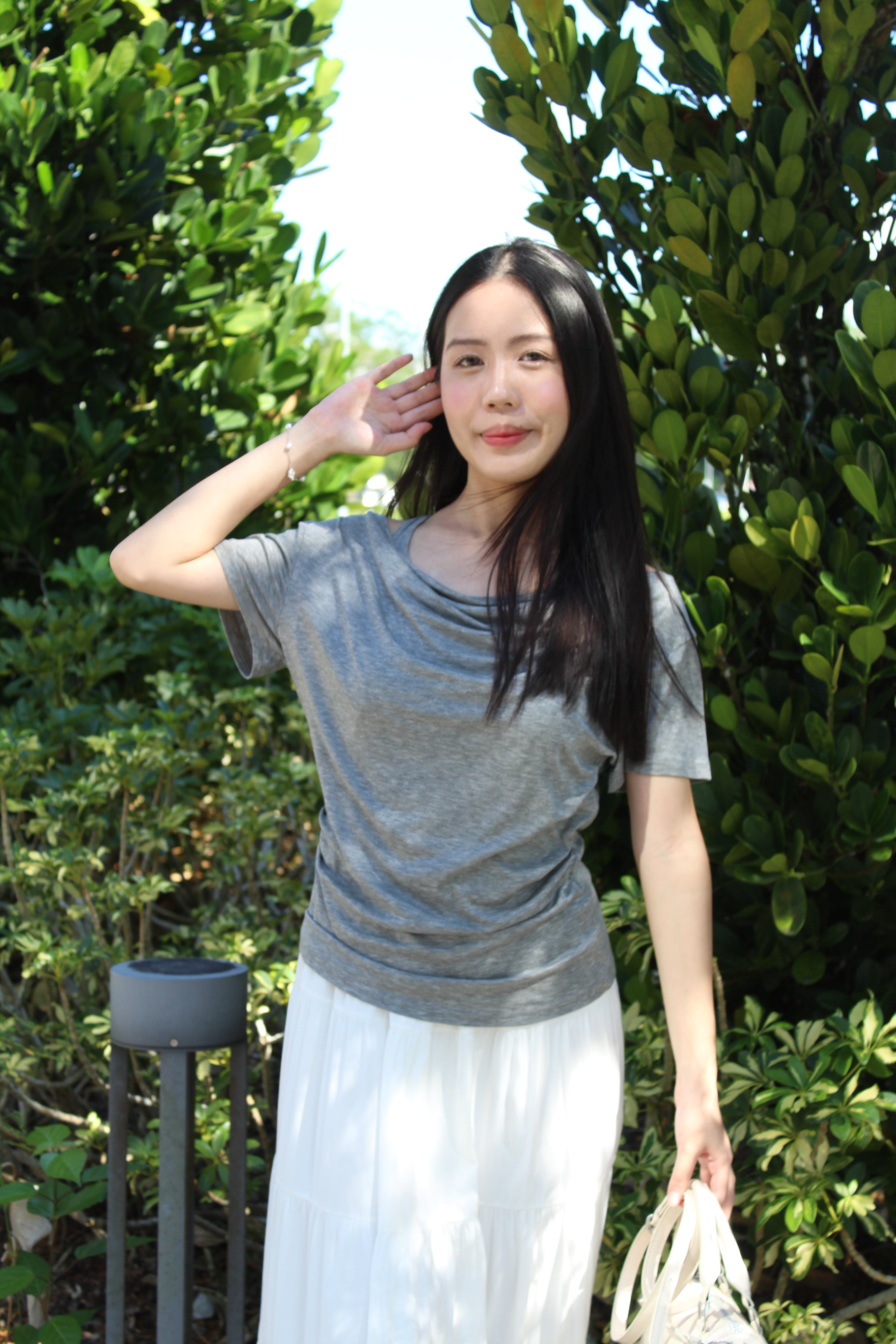 Yenesia Faux Two-Piece Top (Grey)