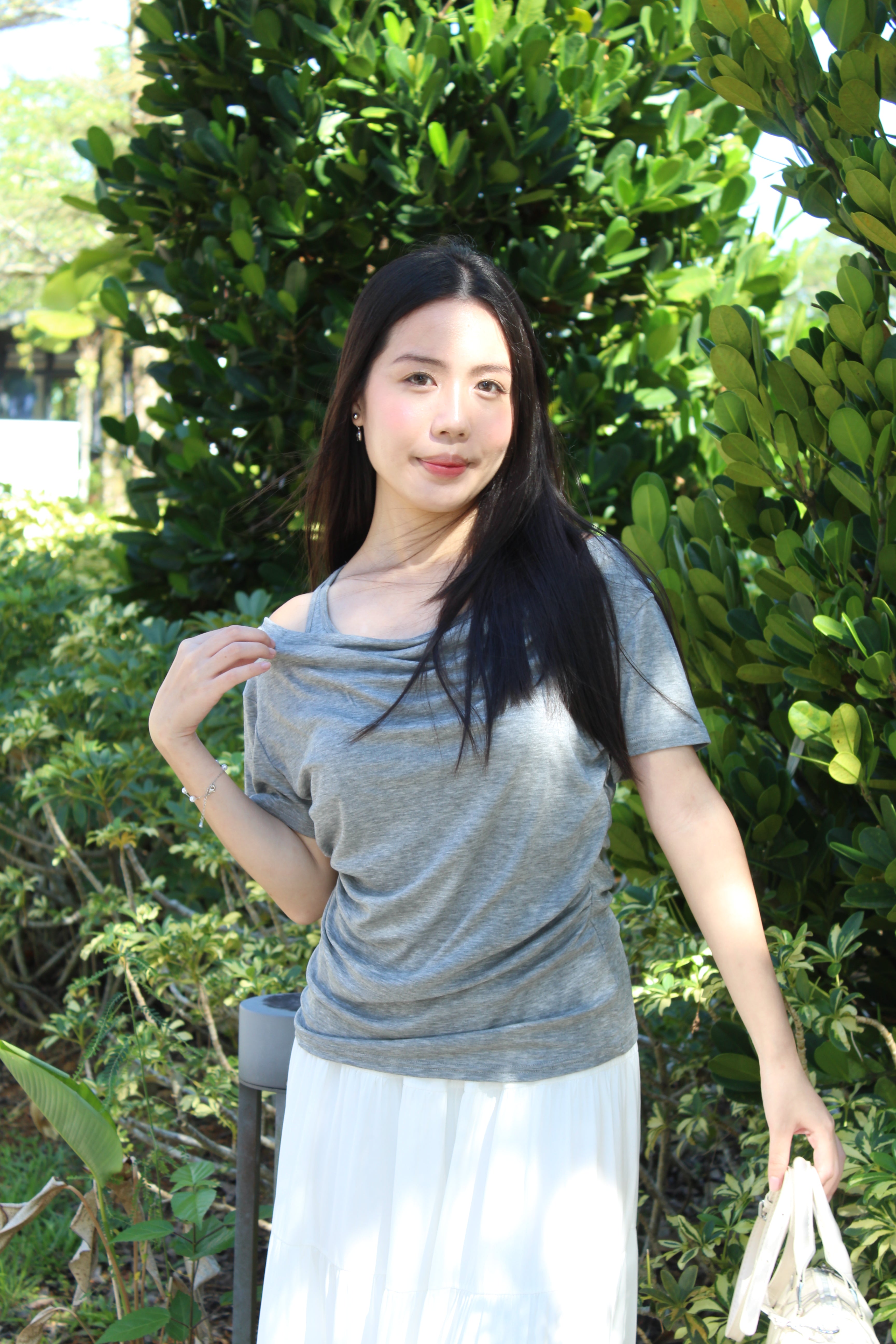 Yenesia Faux Two-Piece Top (Grey)