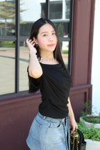 Yenesia Faux Two-Piece Top (Black)