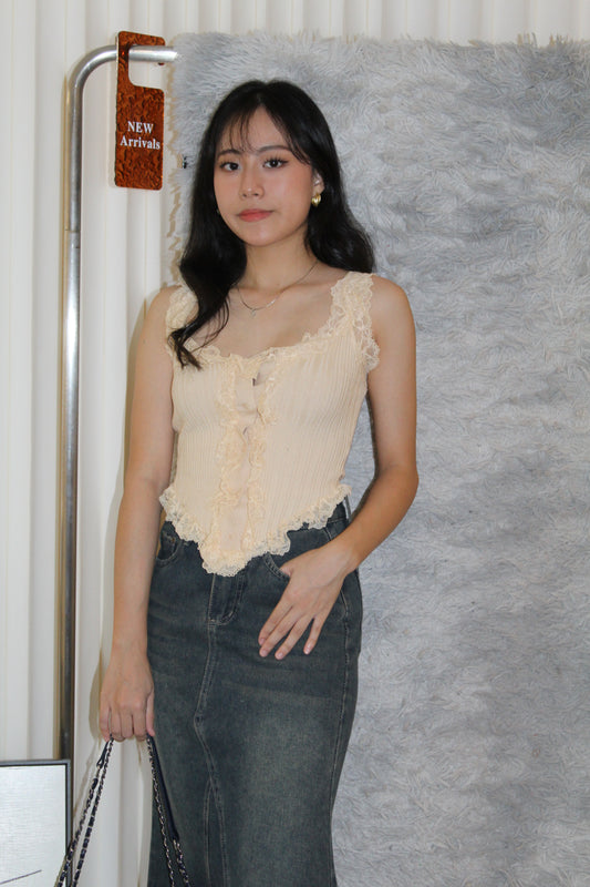 Selena Lace Knit Top (Cream)