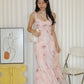Ginnie Floral Mesh Midaxi Dress (Pink)