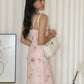 Ginnie Floral Mesh Midaxi Dress (Pink)