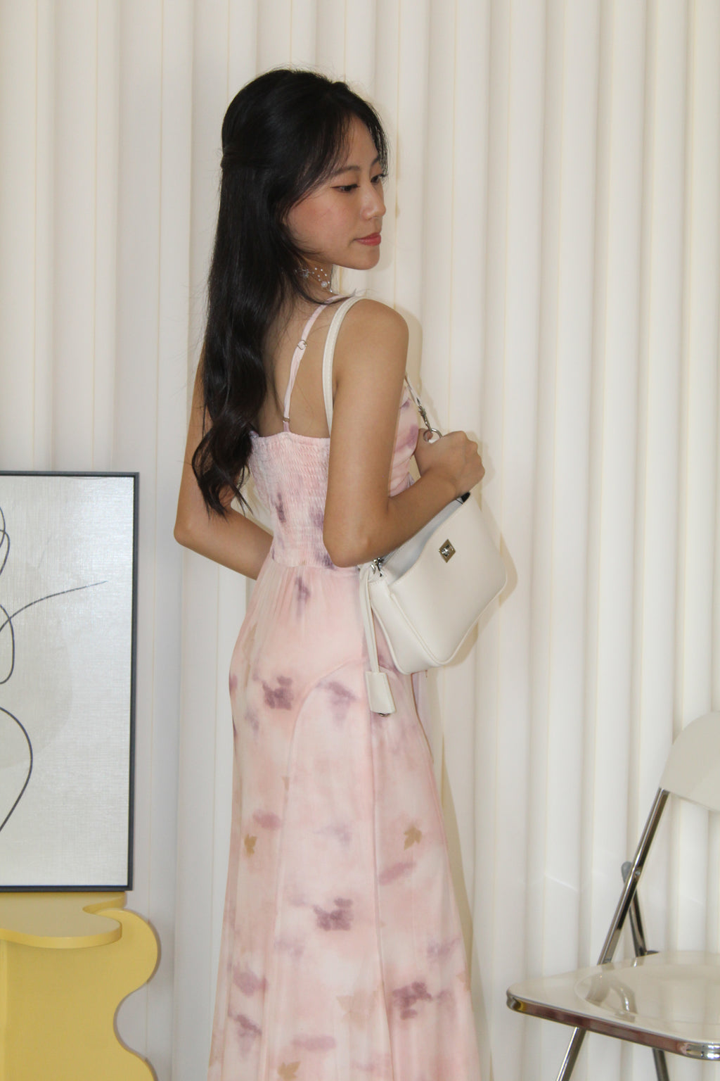 Ginnie Floral Mesh Midaxi Dress (Cream)