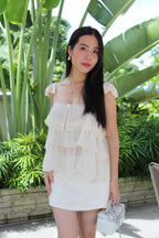 Wendy Lace Flare Layered Top (Cream)