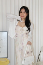 Ginnie Floral Mesh Midaxi Dress (Cream)