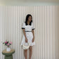 Fannie Collared Mini Dress with Belt (White)