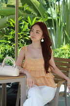 Wendy Lace Flare Layered Top (Cream)