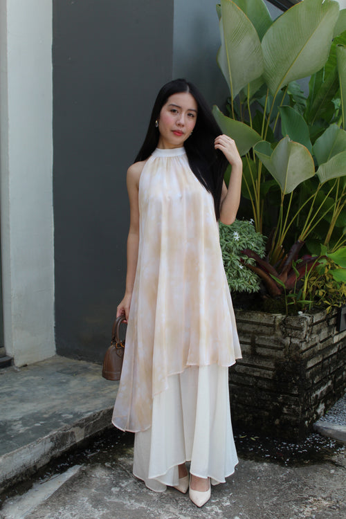 Arielle Halter Ombre Maxi Dress (Cream)