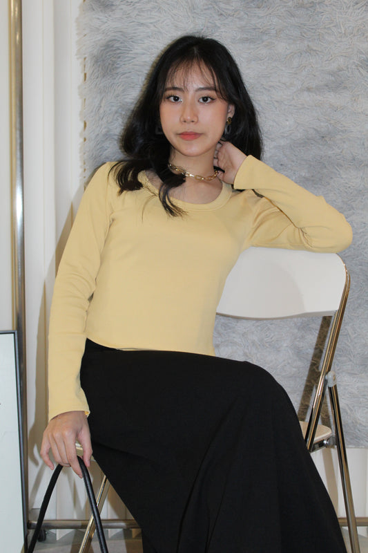 Roxanne U-Shape Long Sleeve Top (Yellow)