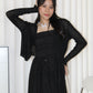 Elena Sheer Crop Cardigan (Black)