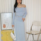 Chiara Ruched Maxi Skirt (Blue)