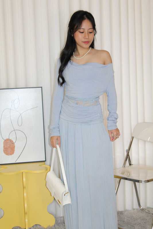 Chiara Lace Long Sleeve Top (Blue)
