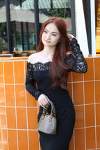 Aileen Off Shoulder Midaxi Dress (Black)