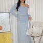 Chiara Ruched Maxi Skirt (Blue)