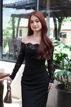 Aileen Off Shoulder Midaxi Dress (Black)