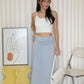 Chiara Ruched Maxi Skirt (Blue)