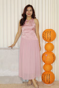 Emilia Cheongsam Flare Maxi Dress (Pink)
