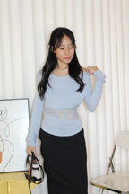 Chiara Lace Long Sleeve Top (Blue)