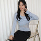 Chiara Lace Long Sleeve Top (Blue)
