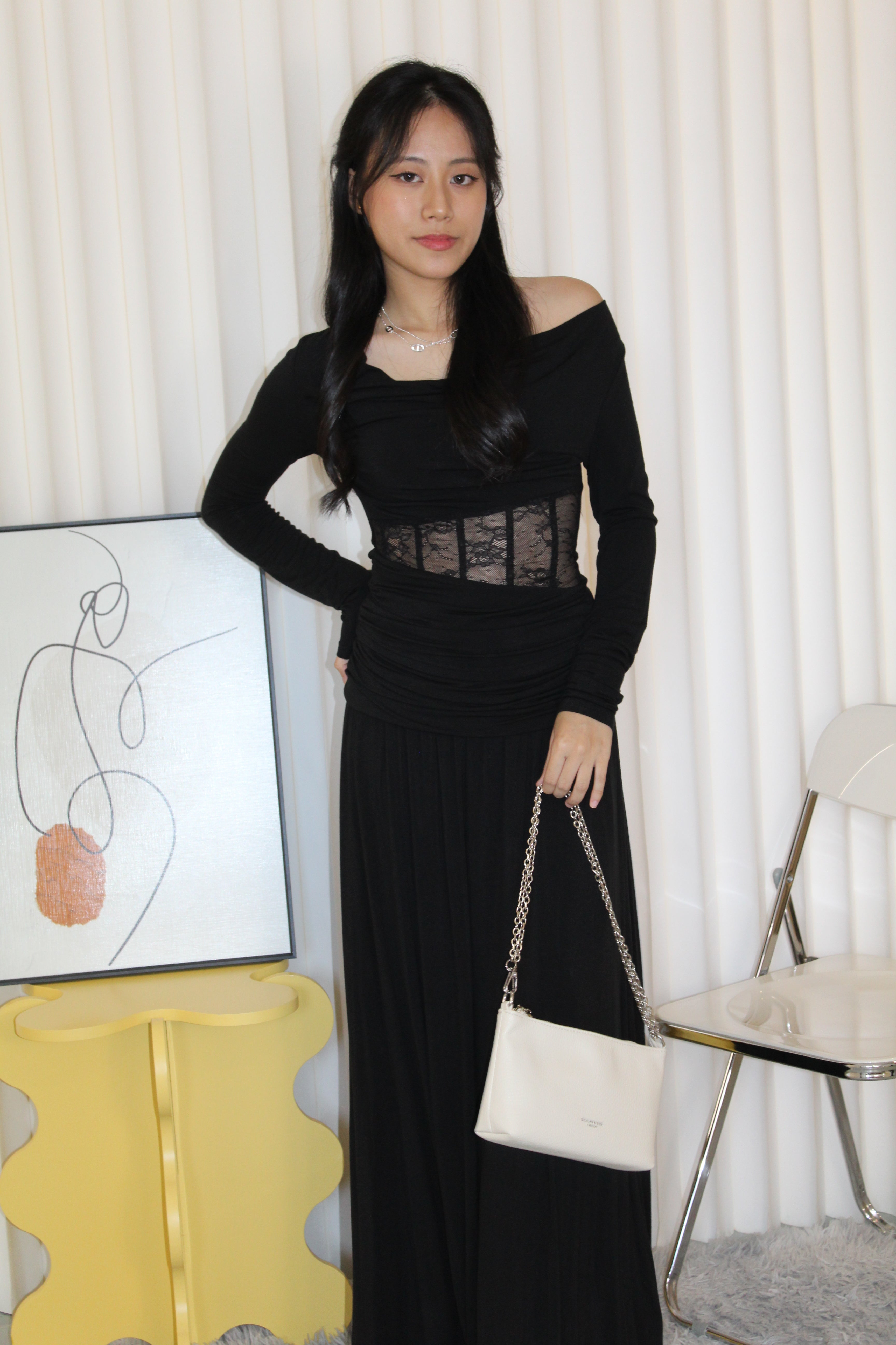 Chiara Lace Long Sleeve Top (Blue)