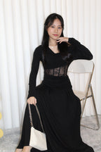 Chiara Lace Long Sleeve Top (Blue)