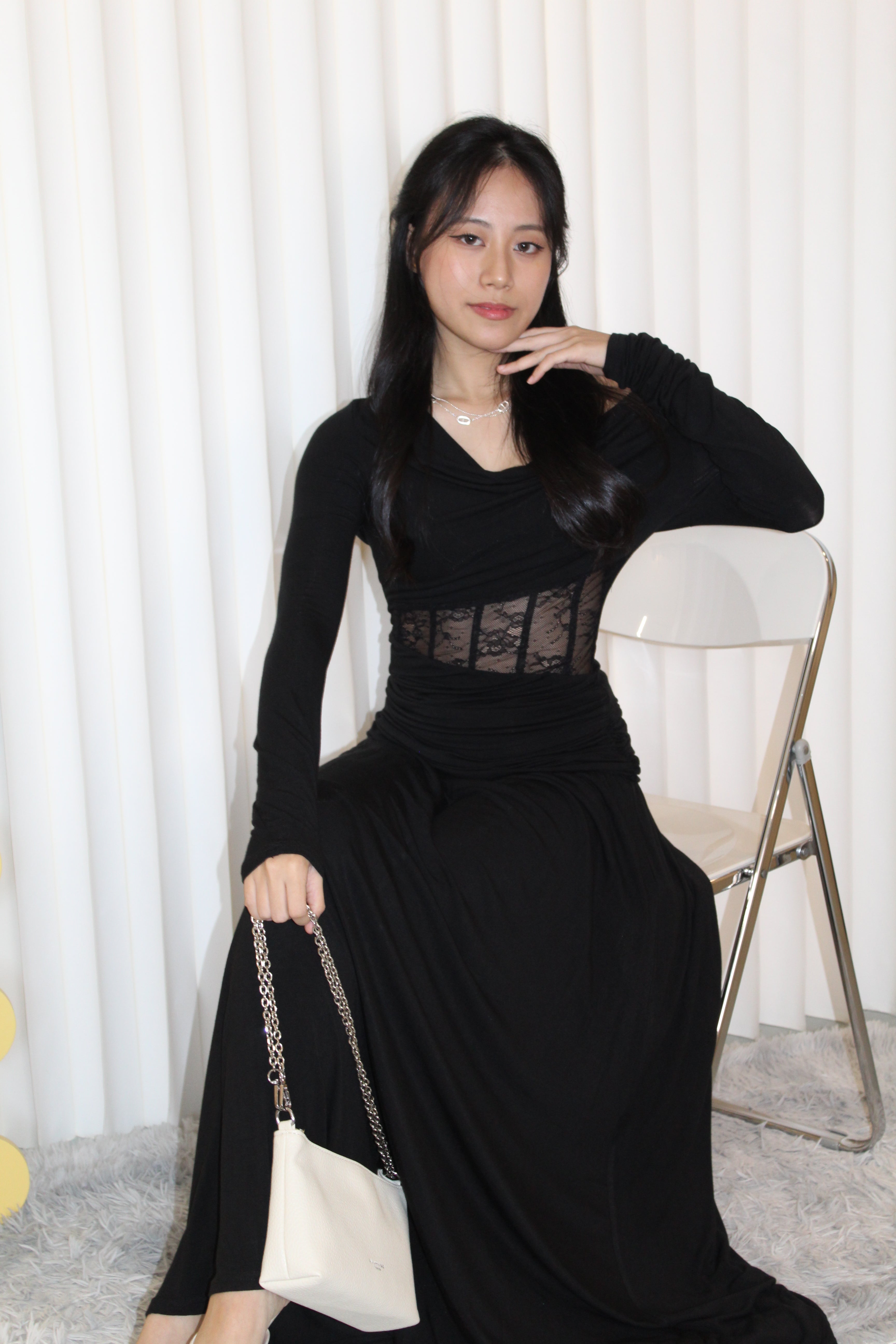 Chiara Lace Long Sleeve Top (Blue)