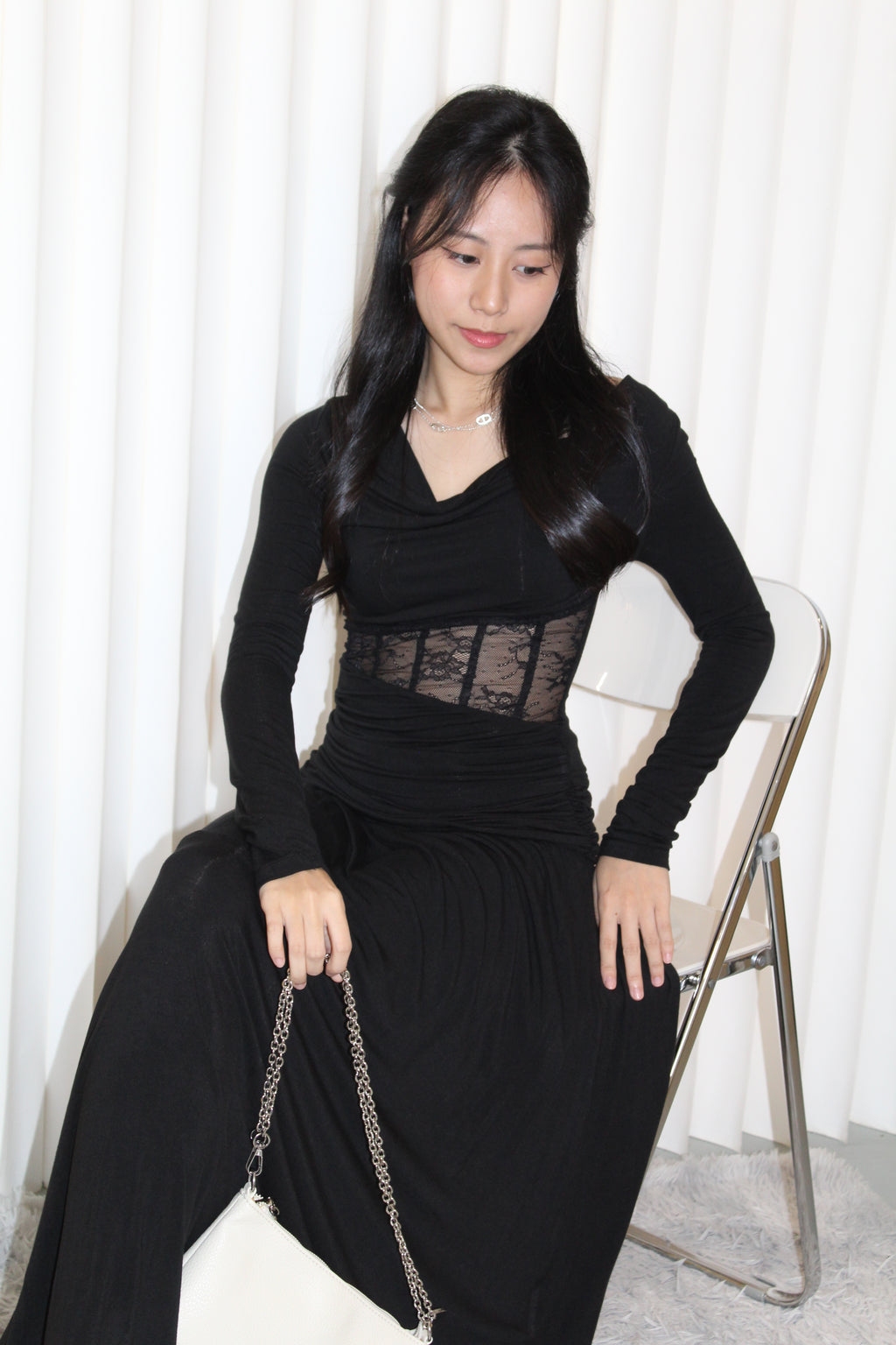 Chiara Lace Long Sleeve Top (Blue)