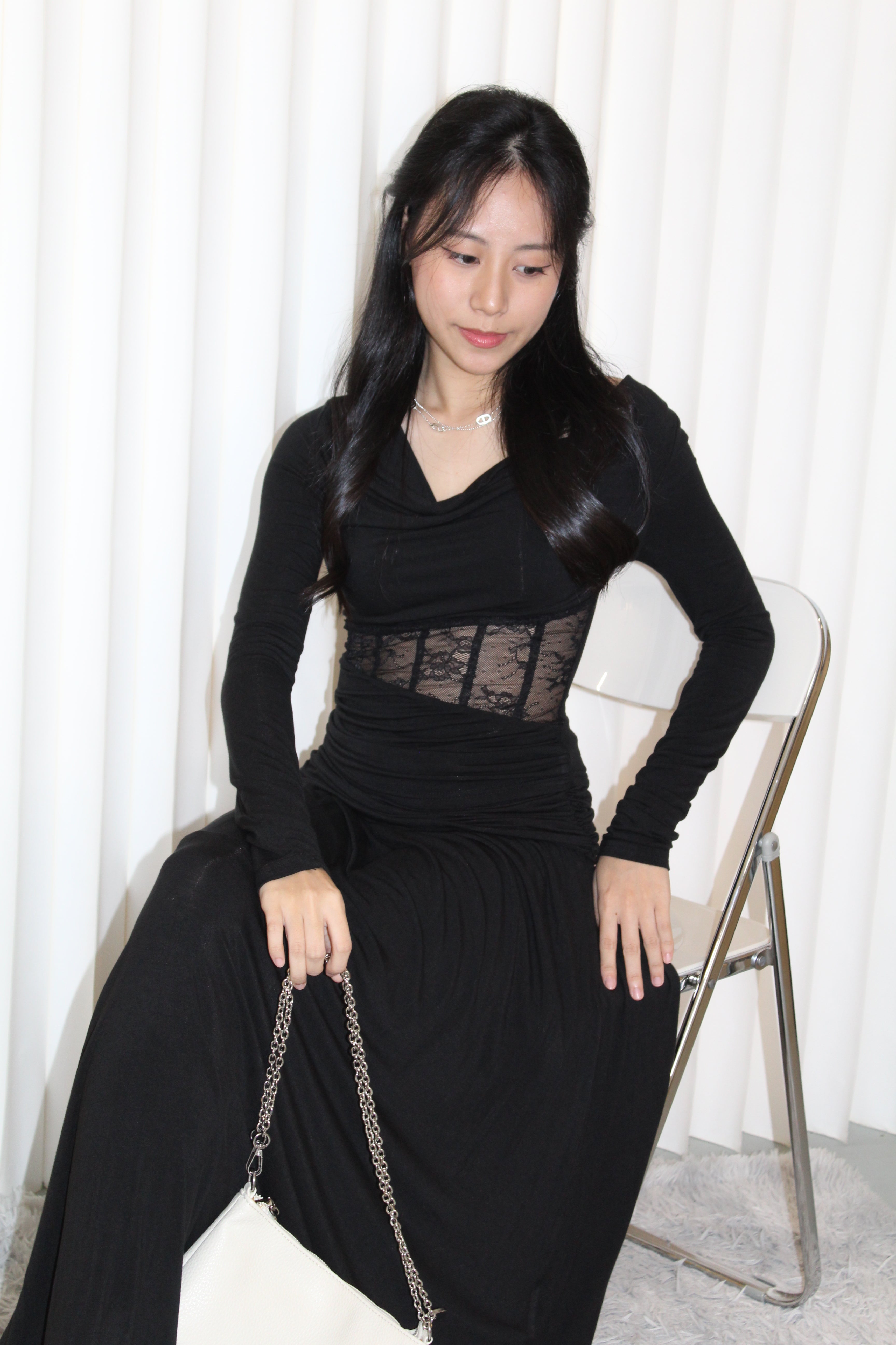 Chiara Lace Long Sleeve Top (Blue)