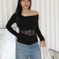 Chiara Lace Long Sleeve Top (Blue)