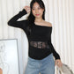 Chiara Lace Long Sleeve Top (Blue)